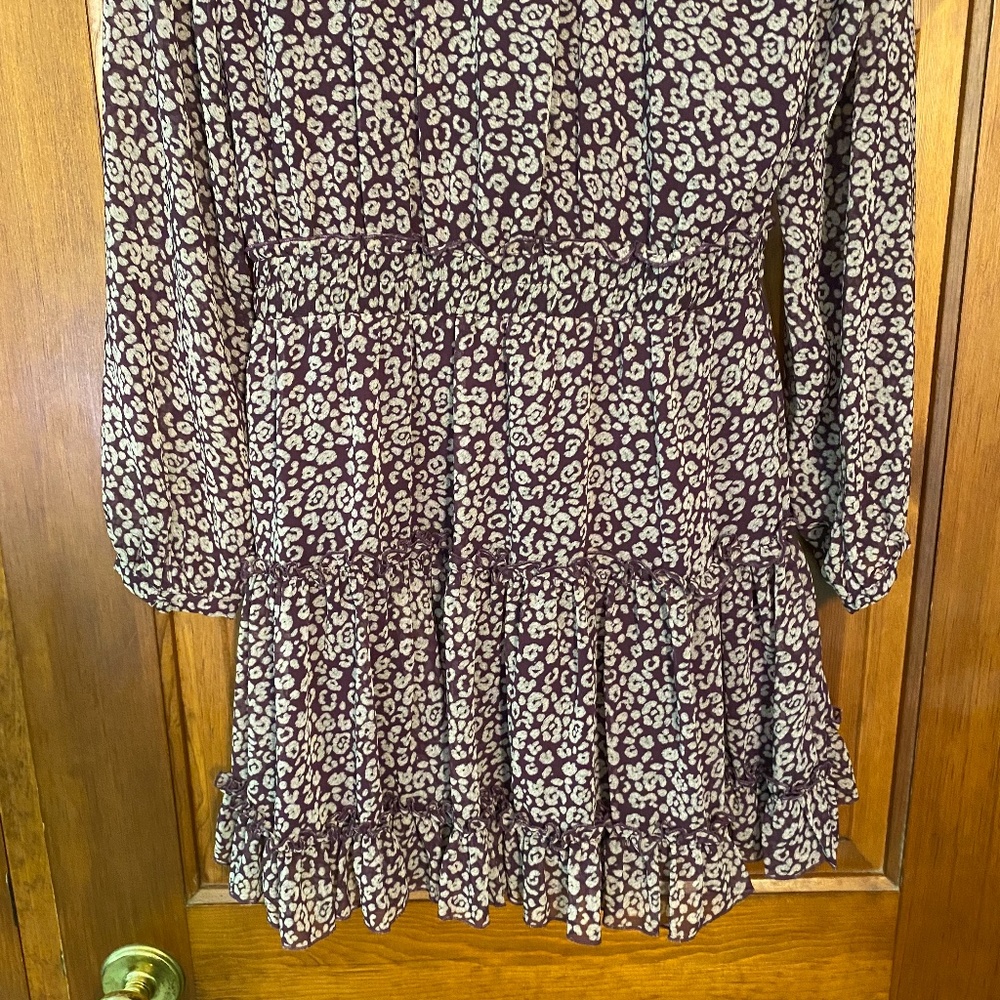 Rebecca Minkoff Ruffled Rosemary Mni Dress in Purple Leopard Print size S - Picture 14 of 16